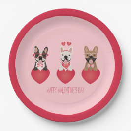 Happy Valentines Day French Bulldogs Pappteller
