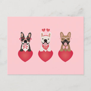 Happy Valentines Day French Bulldogs Postkarte