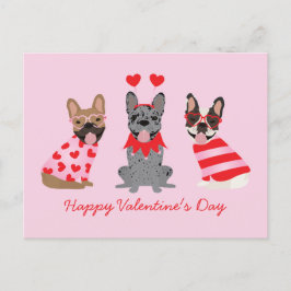 Happy Valentines Day French Bulldogs Postkarte