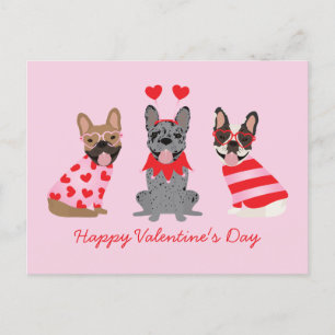 Happy Valentines Day French Bulldogs Postkarte