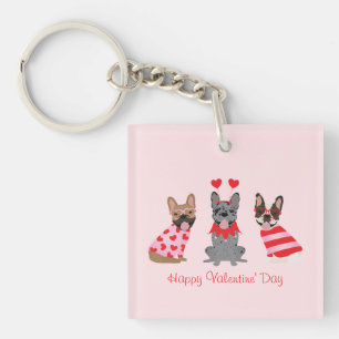 Happy Valentines Day French Bulldogs Schlüsselanhänger