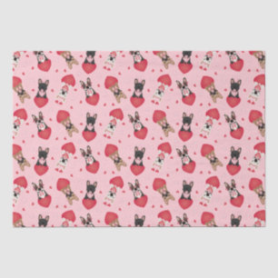Happy Valentines Day French Bulldogs Seidenpapier
