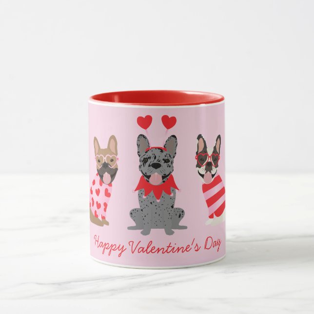 Happy Valentines Day French Bulldogs Tasse (Zentrum)