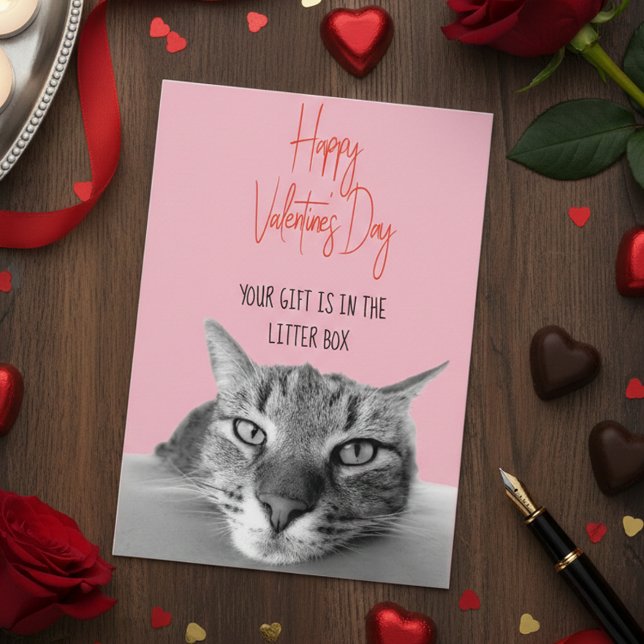 Happy Valentine's Day From Cat to Human Funny Karte (Von Creator hochgeladen)