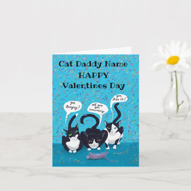 Happy Valentines Day from the Cats Card Karte (Kleine Pflanze)
