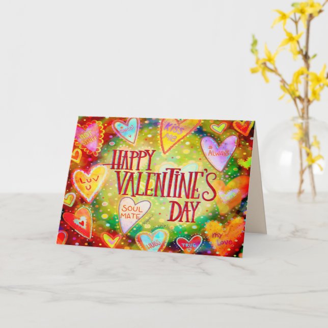 Happy Valentine's Day Fun Conversation Hearts Karte (Gelbe Blume)