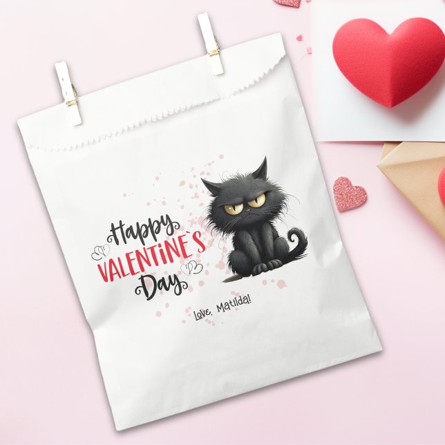 Happy Valentines Day Funny Black Cat Geschenktütchen (Von Creator hochgeladen)