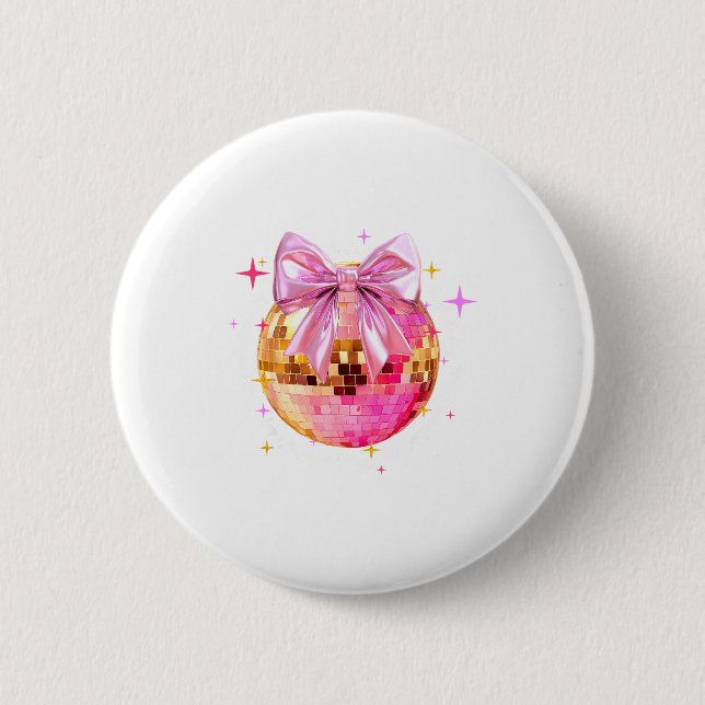 Happy Valentine's Day Funny Coquette Disco Ball Gi Button (Vorderseite)