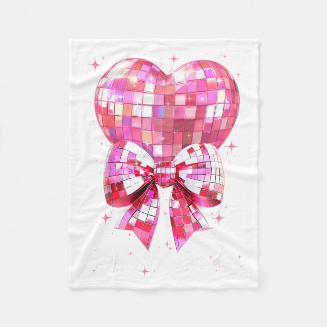 Happy Valentine's Day Funny Coquette Disco Ball He Fleecedecke (Vorderseite)