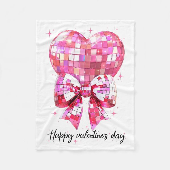 Happy Valentine's Day Funny Coquette Disco Ball He Fleecedecke (Vorderseite)