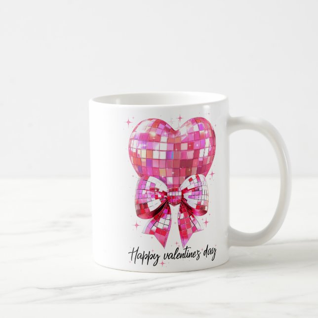 Happy Valentine's Day Funny Coquette Disco Ball He Kaffeetasse (Rechts)