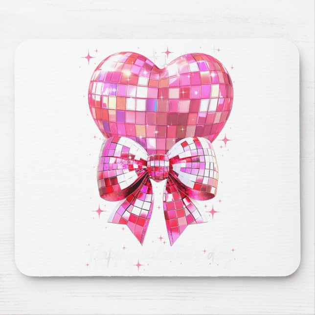 Happy Valentine's Day Funny Coquette Disco Ball He Mousepad (Vorne)