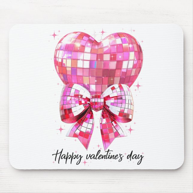 Happy Valentine's Day Funny Coquette Disco Ball He Mousepad (Vorne)