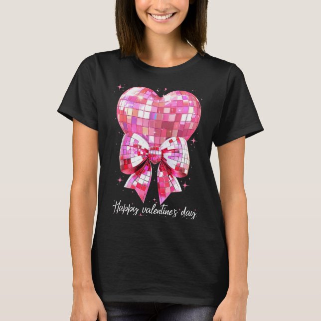 Happy Valentine's Day Funny Coquette Disco Ball He T-Shirt (Vorderseite)