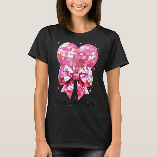 Happy Valentine's Day Funny Coquette Disco Ball He T-Shirt (Vorderseite)
