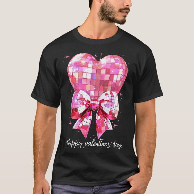 Happy Valentine's Day Funny Coquette Disco Ball He T-Shirt (Vorderseite)