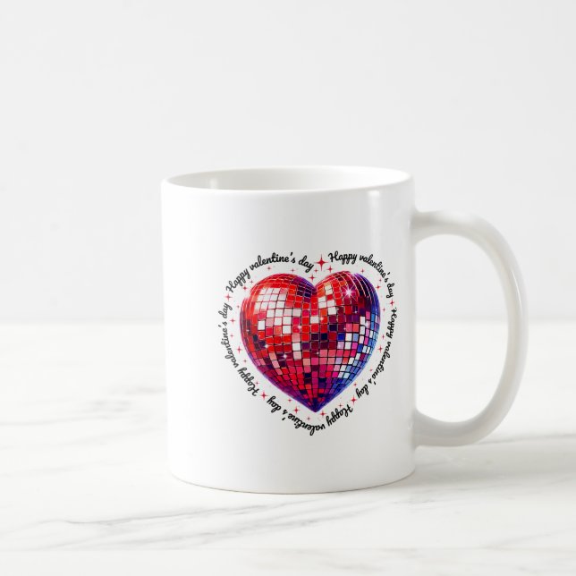 Happy Valentine's Day Funny Coquette Red Disco Bal Kaffeetasse (Rechts)