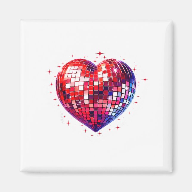 Happy Valentine's Day Funny Coquette Red Disco Bal Magnet (Vorne)