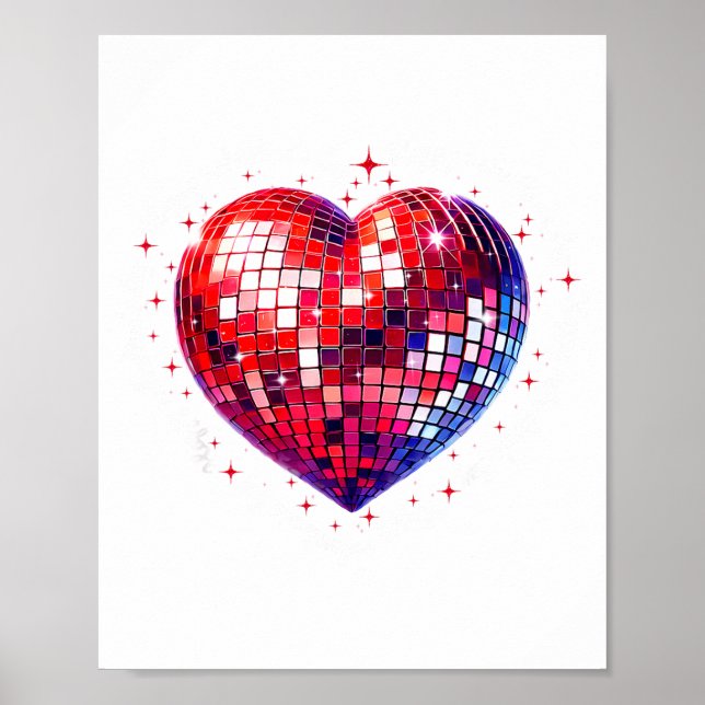 Happy Valentine's Day Funny Coquette Red Disco Bal Poster (Vorne)