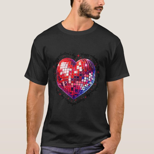 Happy Valentine's Day Funny Coquette Red Disco Bal T-Shirt (Vorderseite)