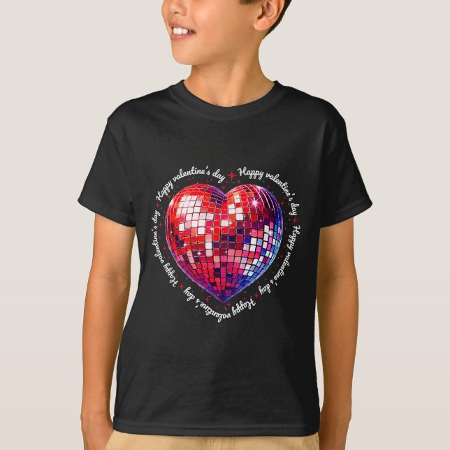 Happy Valentine's Day Funny Coquette Red Disco Bal T-Shirt (Vorderseite)