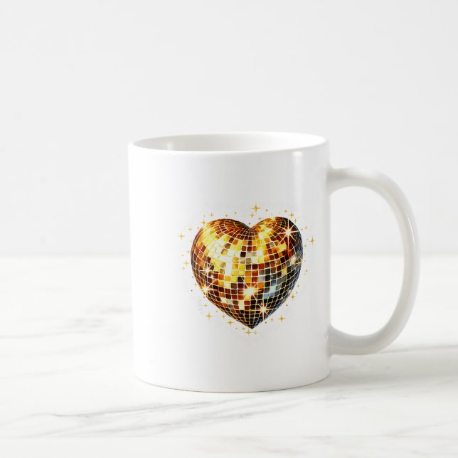 Happy Valentine's Day Funny Gold Coquette Disco Ba Kaffeetasse (Rechts)