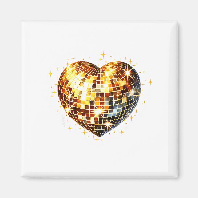 Happy Valentine's Day Funny Gold Coquette Disco Ba Magnet (Vorne)