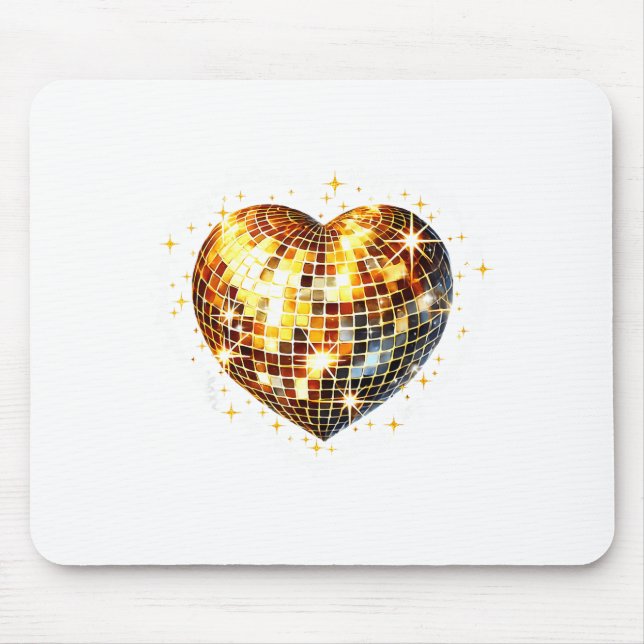 Happy Valentine's Day Funny Gold Coquette Disco Ba Mousepad (Vorne)