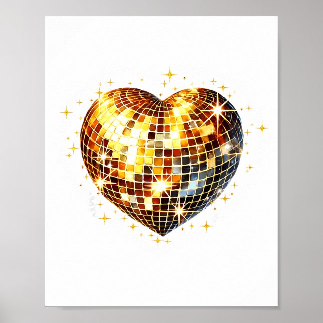 Happy Valentine's Day Funny Gold Coquette Disco Ba Poster (Vorne)