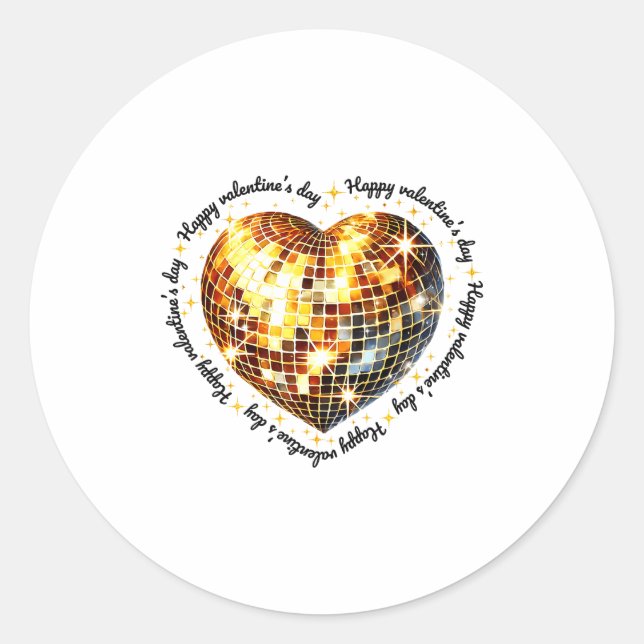 Happy Valentine's Day Funny Gold Coquette Disco Ba Runder Aufkleber (Vorderseite)