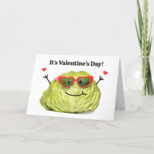 Happy Valentines Day Funny Lettuce in Sonnenbrille Feiertagskarte