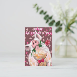Happy Valentine's Day - Gentleman Pig Fun Painting Mitteilungskarte