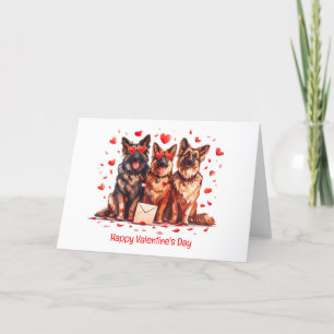 Happy Valentines Day German Shepherd Dogs Feiertagskarte
