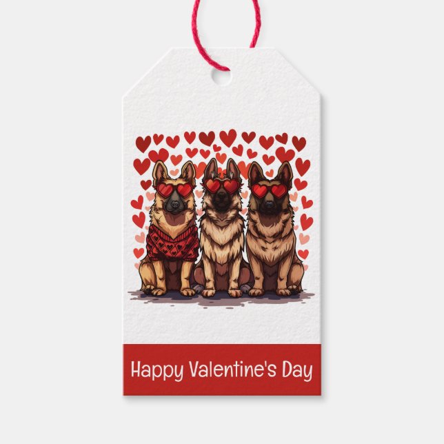 Happy Valentines Day German Shepherd Dogs Geschenkanhänger (Vorderseite)