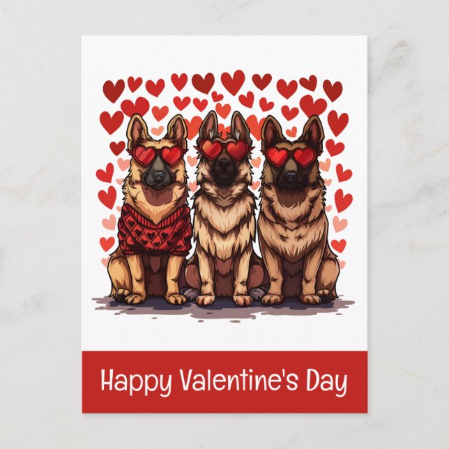 Happy Valentines Day German Shepherd Dogs Postkarte (Vorderseite)