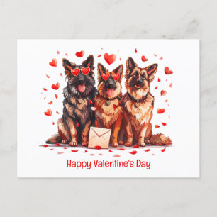 Happy Valentines Day German Shepherd Dogs Postkarte