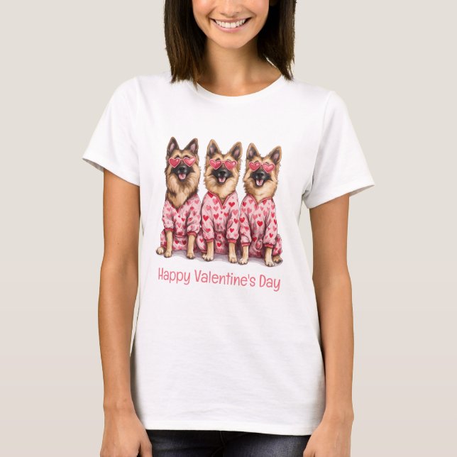 Happy Valentines Day German Shepherd Dogs T-Shirt (Vorderseite)