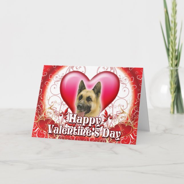 Happy Valentines Day German Shepherd Feiertagskarte (Vorderseite)