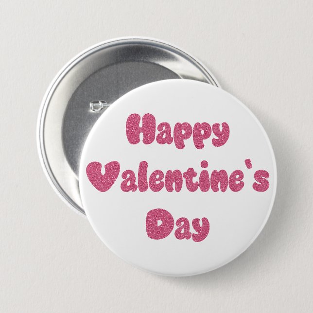 Happy Valentine's Day Glitter Button (Vorne & Hinten)