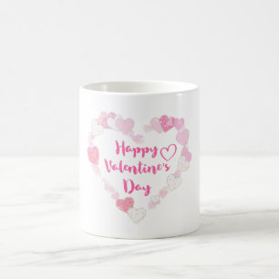 Happy Valentine's Day Glittery Pink Herzen Kaffeetasse
