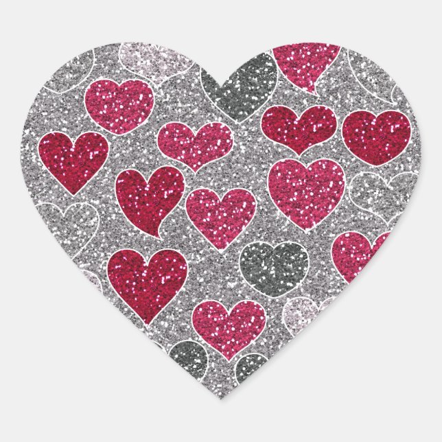 Happy Valentine's Day Glitzer Liebe Bling Hearts Herz-Aufkleber (Vorderseite)