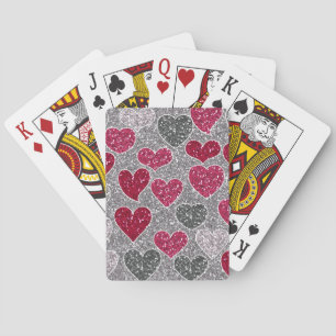 Happy Valentines Day Glitzer Liebe Bling Hearts Spielkarten