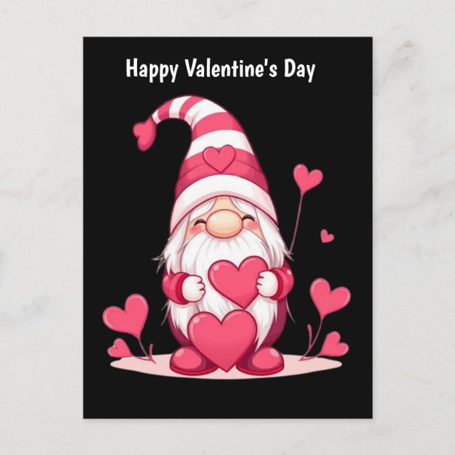 Happy Valentine's day Gnome Feiertagspostkarte (Vorderseite)