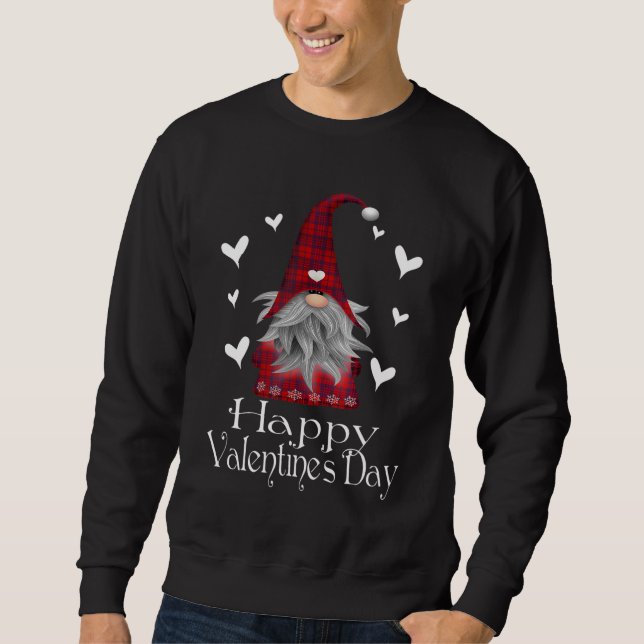 Happy Valentine's Day Gnome Karierte Niedliche Her Sweatshirt (Vorderseite)