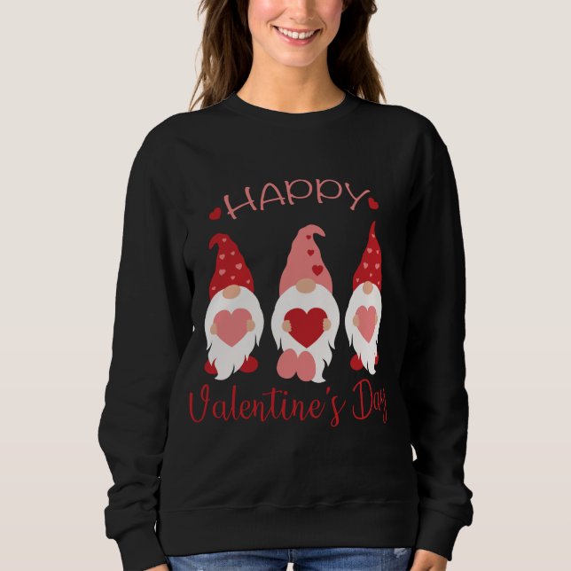 Happy Valentine's Day Gnomes Red Kariert Hearts Li Sweatshirt (Vorderseite)