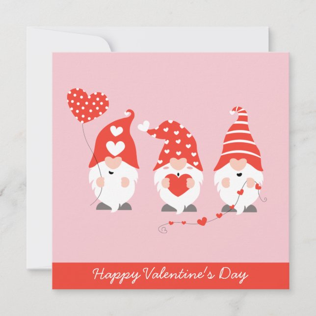 Happy Valentines Day Gnomes Red Pink (Vorderseite)