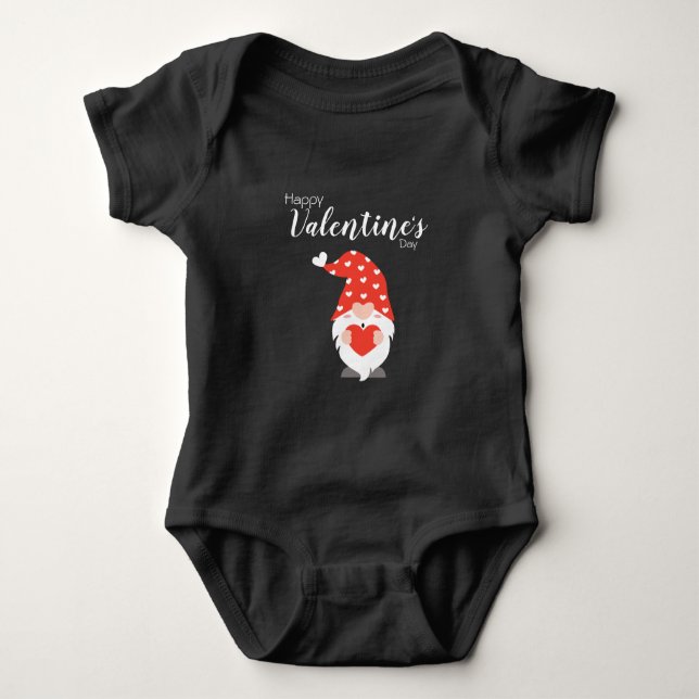 Happy Valentines Day Gnomes Red Pink Baby Strampler (Vorderseite)
