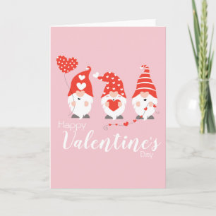 Happy Valentines Day Gnomes Red Pink Karte