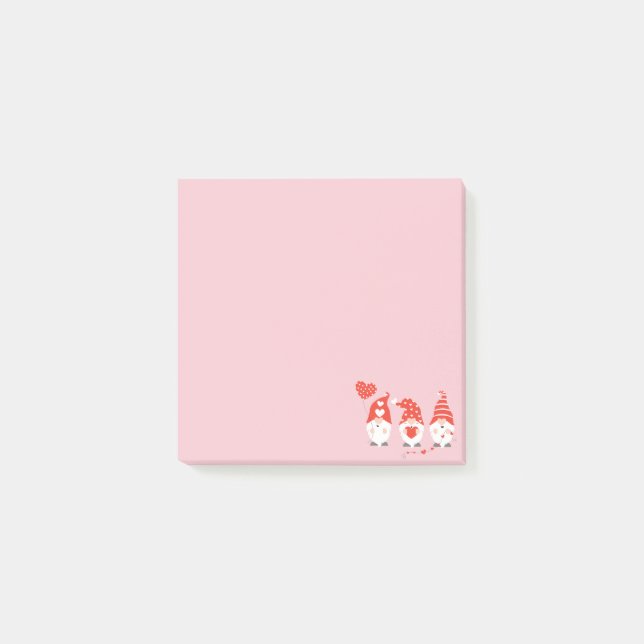 Happy Valentines Day Gnomes Red Pink Post-it Klebezettel (Vorderseite)