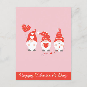 Happy Valentines Day Gnomes Red Pink Postkarte